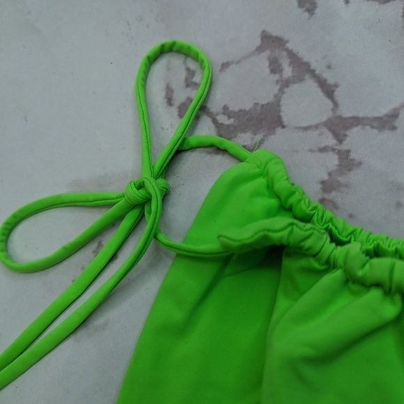 Good American Swim Bottom Women 4 XL Green Chartreuse Neon Tiny Ties Bikini Fits - Picture 2 of 10